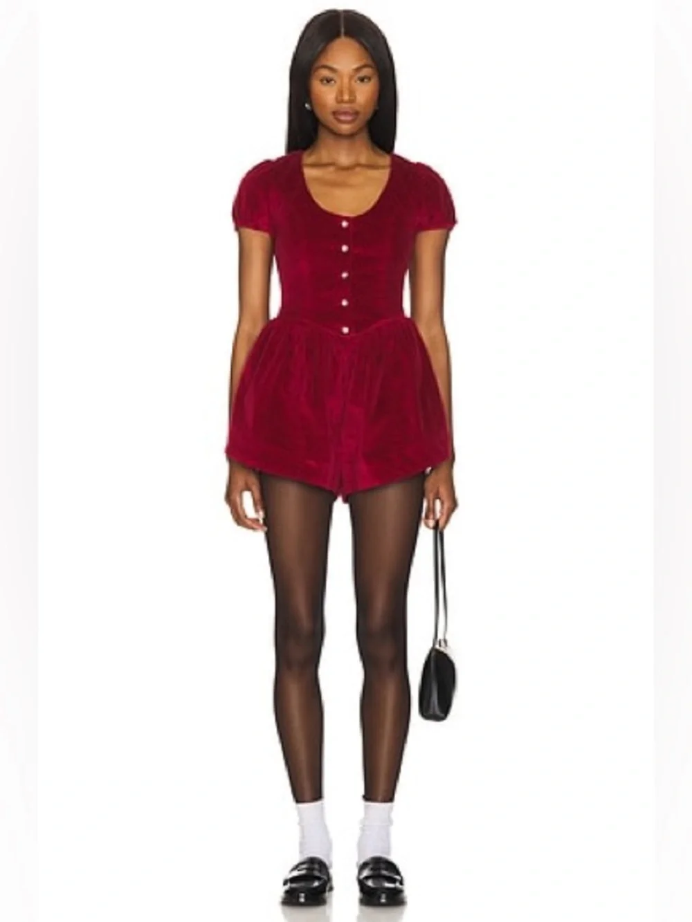 Free People - Silver Bells Velvet Romper - Medium